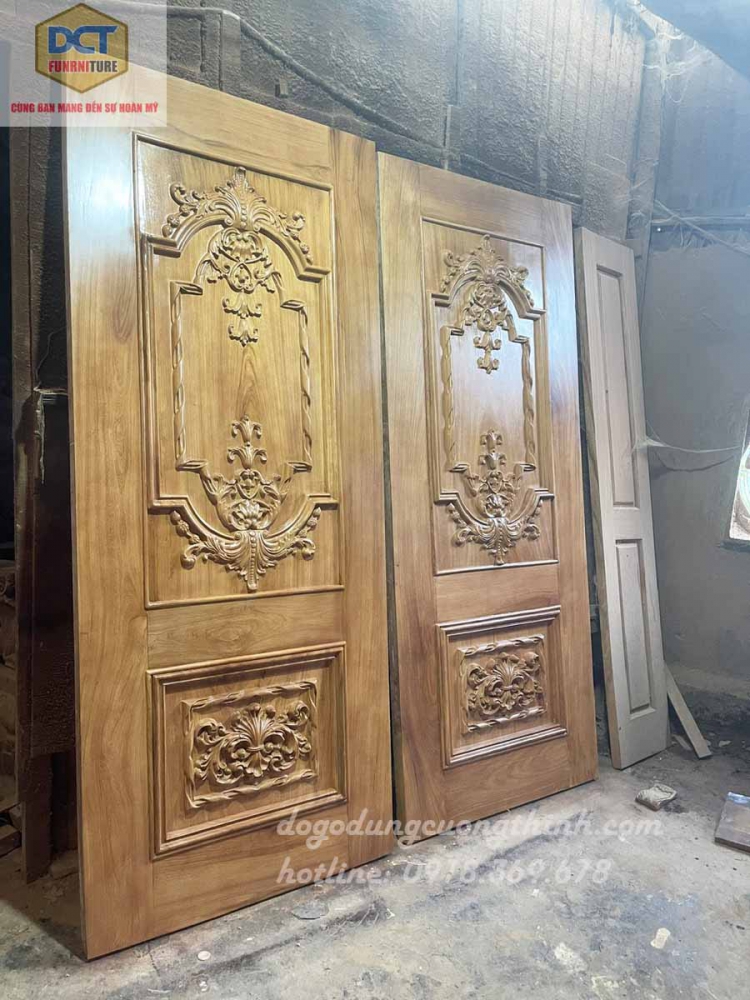 Bộ cửa phòng tân cổ điển gỗ gõ đỏ cao cấp cp47gd